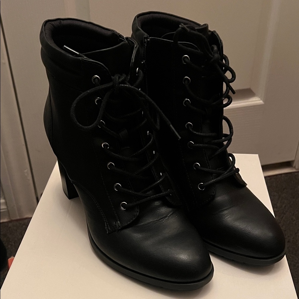 Style & Co. Black Lace-Up Boots